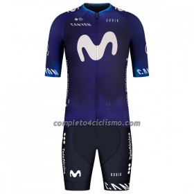 Completo Maglia + Pantaloncino con bretelle 2023 Movistar Team Manica Corta Blu
